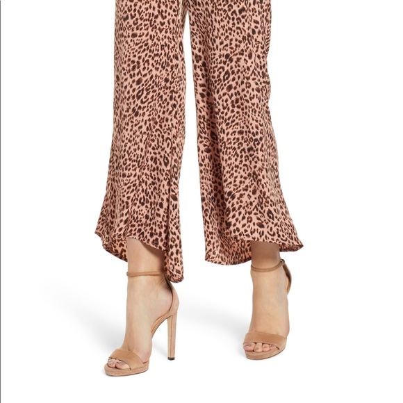 Pants - Pink leopard print flare bottoms